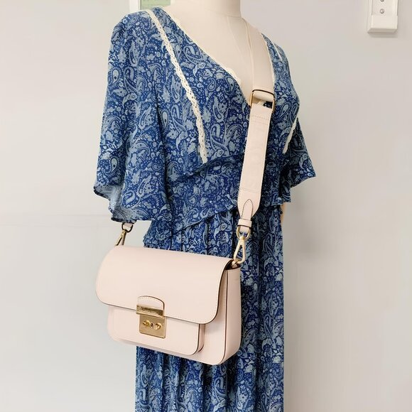 Michael Kors Sloan Large Shoulder Bag Leather Handbag Purse Ballet Pink Gold NEW - Picture 7 of 11